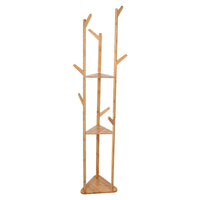 Bamboo Coat Rack Stand with Umbrella Holder - Hanging Storage