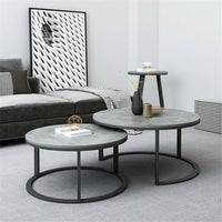 Set of 2 Grey Marble Nesting Coffee Tables 60/80cm