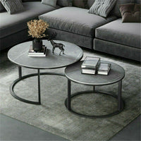 Set of 2 Grey Marble Nesting Coffee Tables 60/80cm