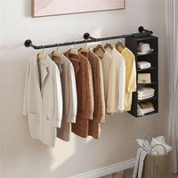 Industrial Iron Pipe Clothes Rail Vintage Wall Shelf