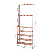 Bamboo 5-Tier Hat Coat Shoe Rack Entryway Bench Hanger Storage