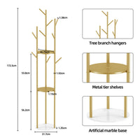 Marble & Metal Coat Rack Stand Heavy Duty