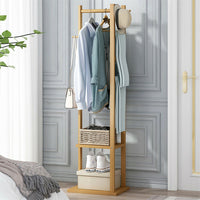 Bamboo Coat & Hat Rack Stand Shoe Shelf Thicken Wooden Hanger