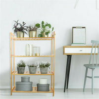 Bamboo 4 Tier Shelving Unit Kitchen Bedroom Bookshelf