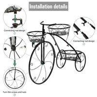 Iron Bicycle Plant Stand Rack Indoor Outdoor Garden