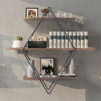 3 Tier Diamond Metal Floating Shelves Wall Mounted Display