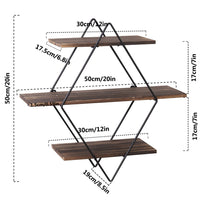 3 Tier Diamond Metal Floating Shelves Wall Mounted Display