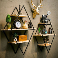 3-Tier Rustic Floating Wall Shelves Wood Display Books