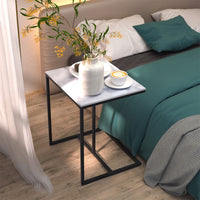 C Shape Sofa Side End Table Sintered Stone Black White