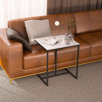 C Shape Sofa Side End Table Sintered Stone Black White