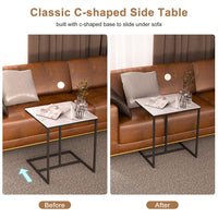 C Shape Sofa Side End Table Sintered Stone Black White