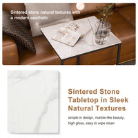 C Shape Sofa Side End Table Sintered Stone Black White