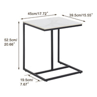 C Shape Sofa Side End Table Sintered Stone Black White