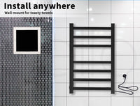 Aluminium Heated Towel Rail 7-Bar Electric Warmer Black