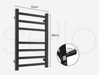 Aluminium Heated Towel Rail 7-Bar Electric Warmer Black