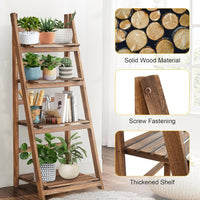 Rustic Wood 4 Tier Plant Stand Bookshelf 38CM Corner Shelf