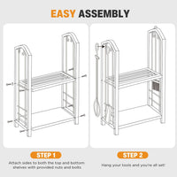 Steel Firewood Rack with Tools, Large Log Holder, 30cm Depth