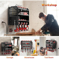 Power Tool Rack Organizer - Wall Mount Drill Holder, 4 Layers