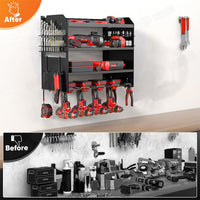 Power Tool Rack Organizer - Wall Mount Drill Holder, 4 Layers