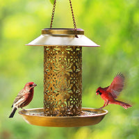 Solar Bird Seed Feeder Hanging Outdoor Garden