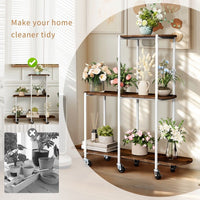 Plant Stand with Wheels Indoor Outdoor Flower Rack Display