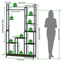 Plant Stand Shelf Rack with Hanging Rod Indoor Outdoor Display