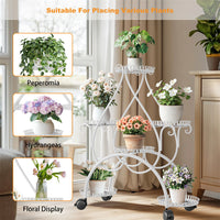 Movable Metal Plant Stand Garden Cart Indoor/Outdoor Decor