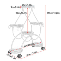 Movable Metal Plant Stand Garden Cart Indoor/Outdoor Decor