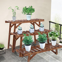 Pine Wood 3pcs Plant Stand Ladder Garden Flower Display