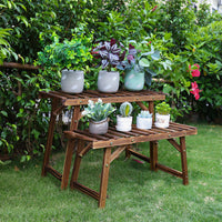 Pine Wood 3pcs Plant Stand Ladder Garden Flower Display