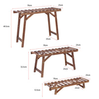 Pine Wood 3pcs Plant Stand Ladder Garden Flower Display