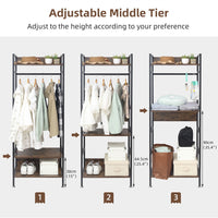 Heavy Duty Clothes Rack 3 Tiers MDF & Metal Iron Rail
