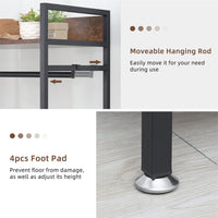 Heavy Duty Clothes Rack 3 Tiers MDF & Metal Iron Rail