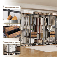 XXL Heavy Duty Wardrobe Closet w/ Shelf, Drawer & Rack