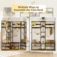 Corner Coat Stand with Shoe Bench Metal & MDF Organizer