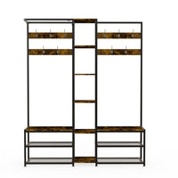 Corner Coat Stand with Shoe Bench Metal & MDF Organizer