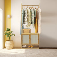 Bamboo Clothes Rack Coat Stand 168cm High Polish 53cm Length