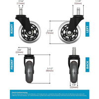 3 Swivel Rollerblade Chair Wheels, 7/16 Stem, All Floors - 5 Pack