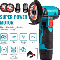 800W Mini Cordless Brushless Angle Grinder Cutting Tool W/ 2x Battery & Charger