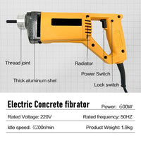 1800W Portable Handheld Electric Concrete Cement Mixing Vibrator w/Flexible Hose