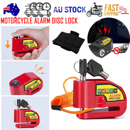 Motorcycle Alarm Disc Lock Motor Bike Brake Security Electric Rotor Bike Lock RED