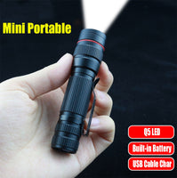 2x Mini Tactical Flashlight Small LED Torch 3 Mode Super Bright Light Clip Lamp