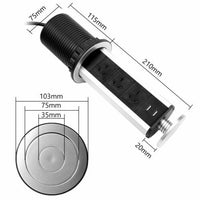 Pop Up Power Point 3 Socket Plug + 2 USB Table Home Kitchen Desk Outlet
