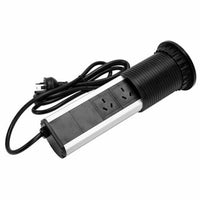 Pop Up Power Point 3 Socket Plug + 2 USB Table Home Kitchen Desk Outlet