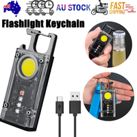 Mini Flashlight Keychain USB Rechargeable Cob Waterproof Portable Led Work Light