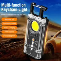 Mini Flashlight Keychain USB Rechargeable Cob Waterproof Portable Led Work Light