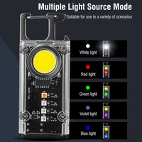 Mini Flashlight Keychain USB Rechargeable Cob Waterproof Portable Led Work Light