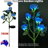 Blue Bulk Solar Garden Lights 75cm Long Rose Flowers Yard Lamp Xmas Halloween Deco AU