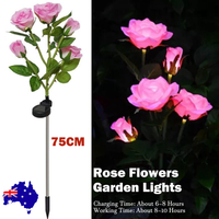Pink Bulk Solar Garden Lights 75cm Long Rose Flowers Yard Lamp Xmas Halloween Deco AU
