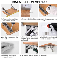 14"Stainless Steel Folding Table Bracket Shelf Bench 200kg Load Heavy Duty
